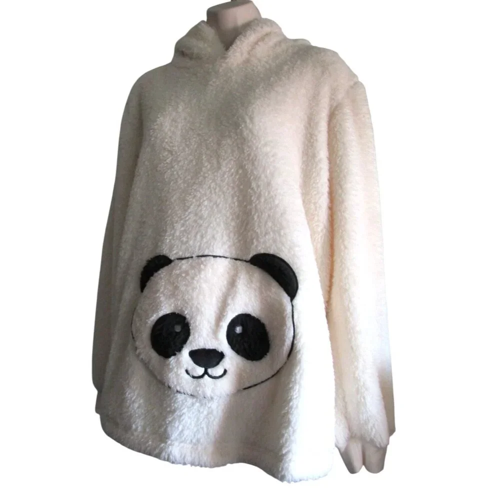 Panda Lounge Sleep Sherpa Hoodie Ears Pouch Pocket Debenhams Ladies 16 GUC - Picture 2 of 16